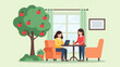© Anam - Two women in a room, one using laptop, by apple tree