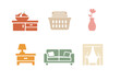 © Thumbs - Set of six modern flat icons for home and domestic life