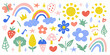 © Dibyendu - Colorful hand drawn illustrations of whimsical objects and nature elements