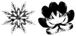 © Rysak - Intricate Snowflake and Lotus Flower Vector Silhouettes with Textured Halftone