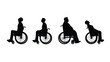 © Zanib - A black silhouette of a man in different wheelchair positions on a white background