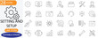 © Mehedihasan - Setting and Setup Line Icons. Features icons of gears, tools, servers, and coding. Perfect for UI UX, software, and technical projects.