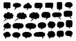 © MstAsma - Black speech bubble silhouettes set, comic chat and thought bubbles collection isolated on white background, dialog icons for communication, message, social media design