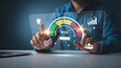 © Air stock - Risk assessment dashboard with gauge meter and business analytics icons, corporate security management concept