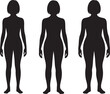 © Rabbi - Three female body shape silhouettes showing different body types, slim, average, and curvy