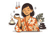 © 4zevar - Relaxed asian female enjoying spa treatment with aromatherapy and skincare