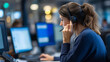 © Kateryna - Faceless woman wearing headset using computer while working in support service hotline side view call center operation customer assistance emergency response communicationy