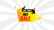 © nadunn4 - New year Hot sale only today banner sticker label icon banner eps format editable template design with black and yellow gradient shapes with white abstract hot background vector illustration