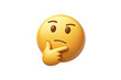 © 沈军 贡 - 3D rendering of a yellow thinking emoji with a hand on its chin, expressing contemplation, confusion, or curiosity. It's a digital icon for emotional communication and thought processes.