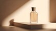 © zniv - Luxury perfume bottle on a minimalist beige background with soft natural light.