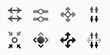 © Roni - Collection of grayscale arrow icons displaying various directional movements