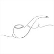 © Shajan - Continuous one line drawing of minimal tobacco smoking pipe clean outline illustration