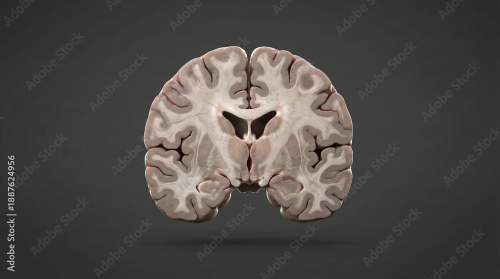 Foto de Stock Coronal view of a human brain slice, showcasing the ...