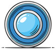 © Олександр Романюк - Round Blue Camera Lens Object With Reflection Cartoon Drawing Style Digital Illustration