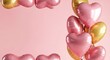 © AURNAB&BARAI - Happy mother's day celebration with pink and gold heart balloons