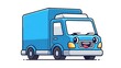 © Wahyu - Blue cartoon delivery truck vehicle.