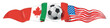 © doom.ko - Horizontal Flags  USA, Mexico and Canada with soccer ball. vector illustration