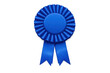 © PNG Kingdom  - Blue rosette ribbon symbolizing success, achievement, and winning first place in competitions, isolated on transparent background