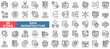 © Uniconlabs - data infrastructure icon set outline style illustration. containing cloud computing, latency reduction, automated backup, scalability planning, resource allocation, fault tolerance, high availability