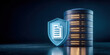 © javu - AI agent monitors secure data storage with glowing blue protection shield