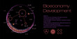 © local_doctor - Futuristic neon glowing pink-orange particle orbits, dotted circular data visualizations, and connected nodes. Conceptual vector illustration for bioeconomy development, circular economy.