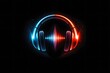 © Poomanan - Neon Headphones with Audio Waveform on Dark Background – Music Technology Concept