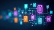 © MiraeStudio - Digital network of documents and data connections visualized with neon lights