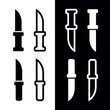 © Checha - Knife icon set. An attribute of the kitchen, a chef, or a butcher. A bladed weapon, military combat ammunition. A hunter's or killer's tool.