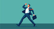 © Anyut Studio - Dynamic illustration of a determined businessman confidently striding forward, briefcase in hand, symbolizing ambition, success, and professional advancement.
