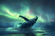© Svetlana - Majestic humpback whale breaching in polar waters beneath aurora borealis