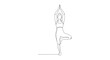 © Dede - woman practicing yoga tree pose for balance and mindful living simple line art illustration representing wellness fitness health and peace