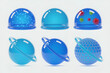 © Mst - Abstract 3d planetoid and virus protection domes glowing vibrant blue