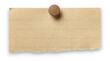 © Vitalo4ok - Torn brown paper note with push pin attached isolated on transparent background.