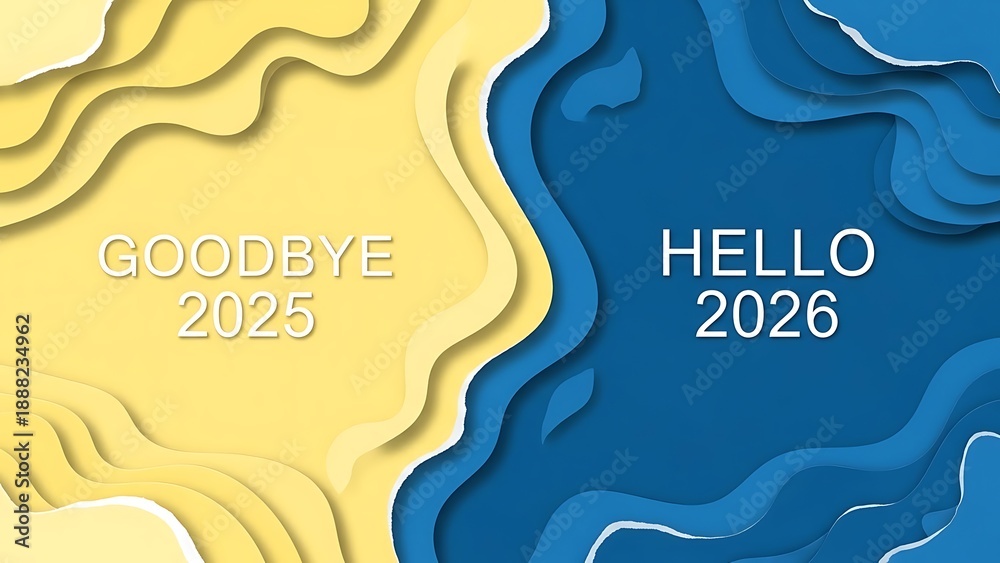 Graphic design announcing the transition from the year 2025 to the ...
