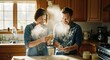 © wonderland - Playful Young Couple Having Flour Fight While Baking In Kitchen Together