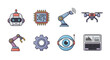 © Fcraw - Robotics and technology icons set artificial intelligence automation and devices