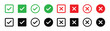 © Akkach - Check mark icons. green check mark and red cross mark icon set. green tick and red x. Symbols of approval and Decline, vector illustration.
