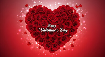  Vibrant Red Roses Heart Happy Valentine's Day Romantic Background
