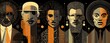 © narupon - Black history celebration concept Golden Lineage: Abstract Art Deco Portraits of Black Men Celebrating Identity and Style cultural heritage