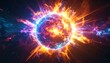 © Sevenart - Apocalyptic isolated miniature supernova core explosion on infinite black background