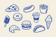 © Victoria - Fast food doodle line art vector illustration