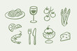 © Victoria - Restaurant dinner doodle food icons line art vector illustration