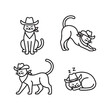 © MdZulhash - Cartoon cats wearing cowboy hats in various poses on white background