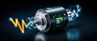 © Chayada - Futuristic quantum electric motor with glowing orange signal wave and digital graph overlay. High precision sensor, energy generator, and future technology concept