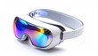 © Zam - Sleek VR headset with reflective lenses, bright white frame, isolated on white