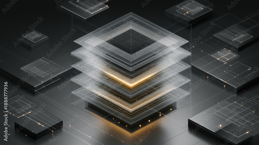 Layered glass-like architecture design illustrating a security ...