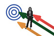 © deagreez - 3d sketch poster trend collage image of happy businesswoman stand arrow development statistics progress target career growth