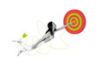 © deagreez - Composite trend artwork 3D sketch image photo collage of arrow show direction young lady fly achieve aim goal target business success