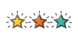 © Eman - Three colorful hand drawn stars shining brightly indicating quality rating or achievement success