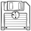 © Юлія Кучер - Retro Technology Floppy Disk Outline Illustration for Digital Data Storage and Vintage Computing